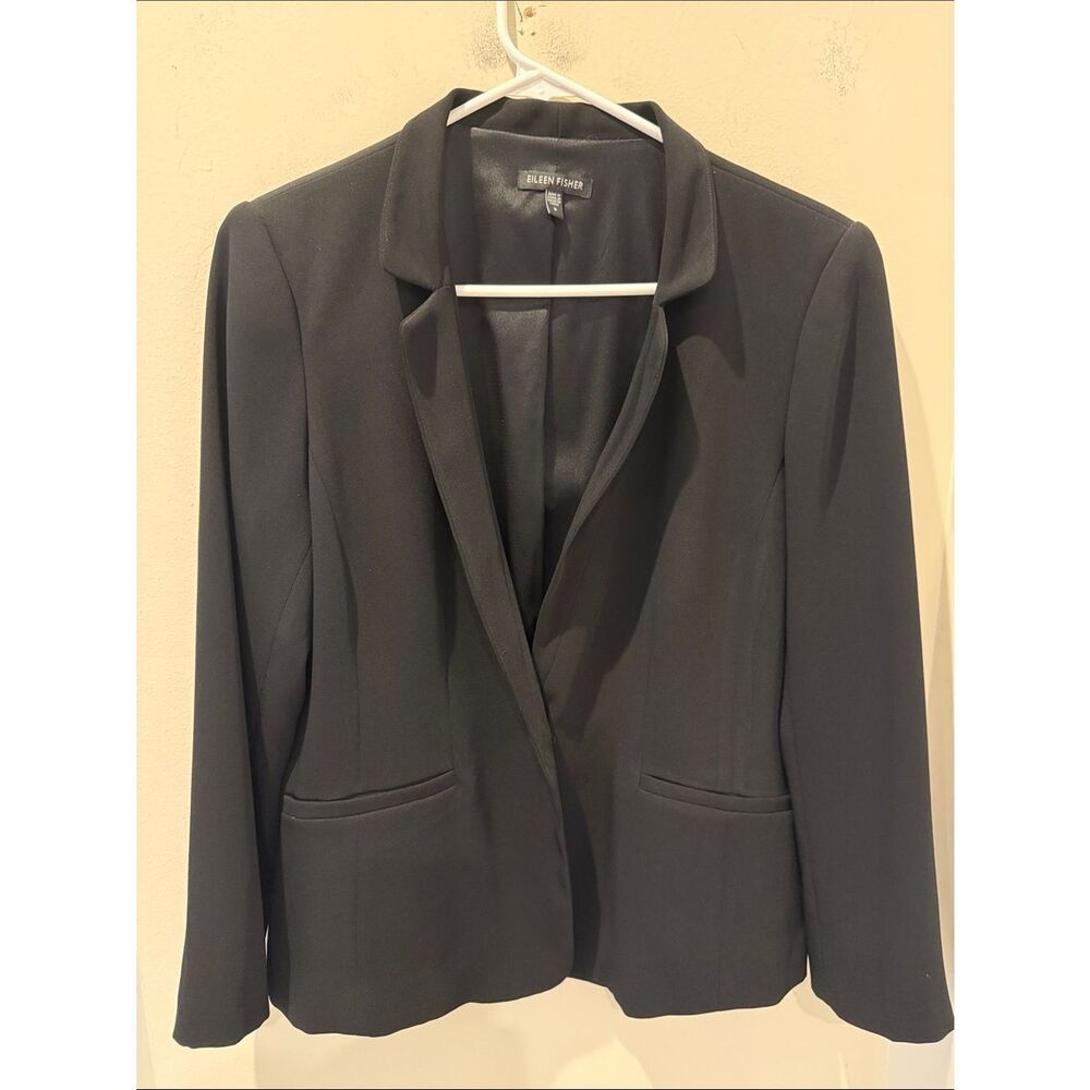 Eileen Fisher Black One Button Closure Women's Blazer Classic black size Small